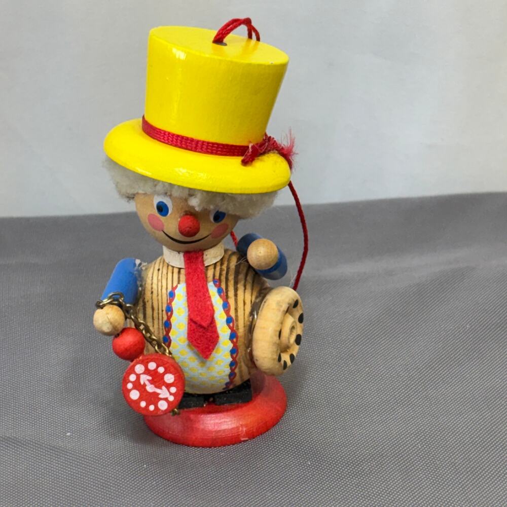 Clown Ornament VTG Vero Seiffen German Wooden Handmade Hand Painted Folk Art